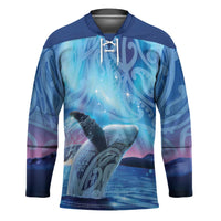 New Zealand Matariki Humpback Whale Hockey Jersey Paikea Maori New Year Blue Galaxy LT14 Unisex Blue - Polynesian Pride