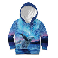 New Zealand Matariki Humpback Whale Kid Hoodie Paikea Maori New Year Blue Galaxy LT14 Hoodie Blue - Polynesian Pride