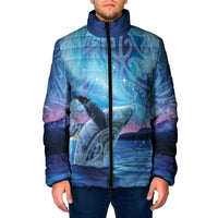 New Zealand Matariki Humpback Whale Padded Jacket Paikea Maori New Year Blue Galaxy