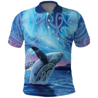 New Zealand Matariki Humpback Whale Polo Shirt Paikea Maori New Year Blue Galaxy LT14 Blue - Polynesian Pride