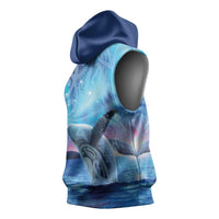 New Zealand Matariki Humpback Whale Sleeveless Hoodie Paikea Maori New Year Blue Galaxy LT14 - Polynesian Pride
