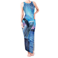 New Zealand Matariki Humpback Whale Tank Maxi Dress Paikea Maori New Year Blue Galaxy LT14 Women Blue - Polynesian Pride