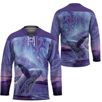 New Zealand Matariki Humpback Whale Hockey Jersey Paikea Maori New Year Purple Galaxy LT14 - Polynesian Pride