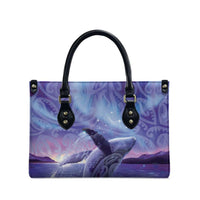 New Zealand Matariki Humpback Whale Leather Bag Paikea Maori New Year Purple Galaxy LT14 - Polynesian Pride