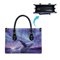 New Zealand Matariki Humpback Whale Leather Bag Paikea Maori New Year Purple Galaxy LT14 - Polynesian Pride