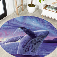 New Zealand Matariki Humpback Whale Round Carpet Paikea Maori New Year Purple Galaxy LT14 Purple - Polynesian Pride