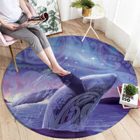 New Zealand Matariki Humpback Whale Round Carpet Paikea Maori New Year Purple Galaxy LT14 - Polynesian Pride
