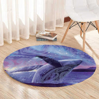 New Zealand Matariki Humpback Whale Round Carpet Paikea Maori New Year Purple Galaxy LT14 - Polynesian Pride