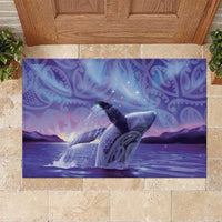 New Zealand Matariki Humpback Whale Rubber Doormat Paikea Maori New Year Purple Galaxy LT14 Purple - Polynesian Pride