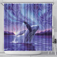 New Zealand Matariki Humpback Whale Shower Curtain Paikea Maori New Year Purple Galaxy LT14 - Polynesian Pride