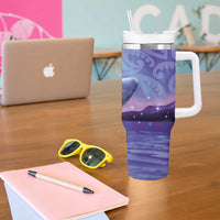 New Zealand Matariki Humpback Whale Tumbler With Handle Paikea Maori New Year Purple Galaxy LT14 - Polynesian Pride