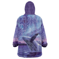 New Zealand Matariki Humpback Whale Wearable Blanket Hoodie Paikea Maori New Year Purple Galaxy LT14 - Polynesian Pride