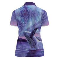 New Zealand Matariki Humpback Whale Women Polo Shirt Paikea Maori New Year Purple Galaxy LT14 - Polynesian Pride