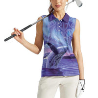 New Zealand Matariki Humpback Whale Women Sleeveless Polo Shirt Paikea Maori New Year Purple Galaxy LT14 - Polynesian Pride