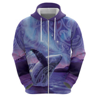 New Zealand Matariki Humpback Whale Zip Hoodie Paikea Maori New Year Purple Galaxy LT14 - Polynesian Pride