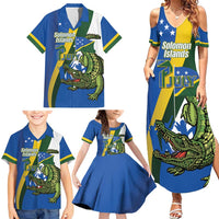 Solomon Islands Independence Day Family Matching Summer Maxi Dress and Hawaiian Shirt Happy 7 July Crocodile Flag Style LT14 - Polynesian Pride