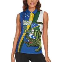Solomon Islands Independence Day Women Sleeveless Polo Shirt Happy 7 July Crocodile Flag Style LT14 - Polynesian Pride