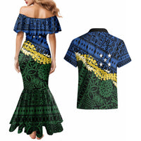 Halo Olaketa Solomon Islands Tapa Pattern Couples Matching Mermaid Dress and Hawaiian Shirt LT14 - Polynesian Pride
