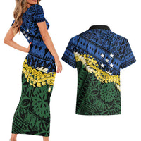 Halo Olaketa Solomon Islands Tapa Pattern Couples Matching Short Sleeve Bodycon Dress and Hawaiian Shirt LT14 - Polynesian Pride