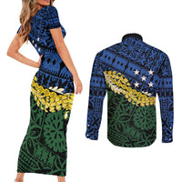 Halo Olaketa Solomon Islands Tapa Pattern Couples Matching Short Sleeve Bodycon Dress and Long Sleeve Button Shirt LT14 - Polynesian Pride