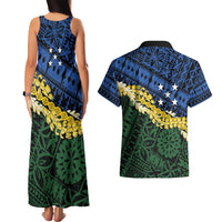 Halo Olaketa Solomon Islands Tapa Pattern Couples Matching Tank Maxi Dress and Hawaiian Shirt LT14 - Polynesian Pride