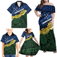 Halo Olaketa Solomon Islands Tapa Pattern Family Matching Off Shoulder Maxi Dress and Hawaiian Shirt LT14 - Polynesian Pride