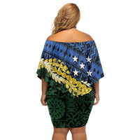 Halo Olaketa Solomon Islands Tapa Pattern Family Matching Off Shoulder Short Dress and Hawaiian Shirt LT14 - Polynesian Pride