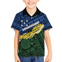 Halo Olaketa Solomon Islands Tapa Pattern Family Matching Summer Maxi Dress and Hawaiian Shirt LT14 Son's Shirt Blue - Polynesian Pride