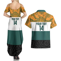 AUNZ Rugby Custom Couples Matching Summer Maxi Dress and Hawaiian Shirt Australia Kangaroo New Zealand Silver Fern LT14 - Polynesian Pride