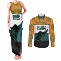 AUNZ Rugby Custom Couples Matching Tank Maxi Dress and Long Sleeve Button Shirt Australia Kangaroo New Zealand Silver Fern LT14 Yellow - Polynesian Pride