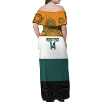 AUNZ Rugby Custom Family Matching Off Shoulder Maxi Dress and Hawaiian Shirt Australia Kangaroo New Zealand Silver Fern LT14 - Polynesian Pride