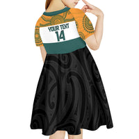 AUNZ Rugby Custom Kid Short Sleeve Dress Australia Kangaroo New Zealand Silver Fern LT14 - Polynesian Pride