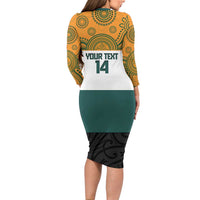 AUNZ Rugby Custom Long Sleeve Bodycon Dress Australia Kangaroo New Zealand Silver Fern LT14 - Polynesian Pride