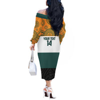 AUNZ Rugby Custom Off The Shoulder Long Sleeve Dress Australia Kangaroo New Zealand Silver Fern LT14 - Polynesian Pride
