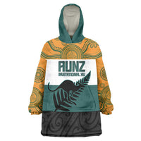 AUNZ Rugby Custom Wearable Blanket Hoodie Australia Kangaroo New Zealand Silver Fern LT14 One Size Yellow - Polynesian Pride