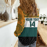 AUNZ Rugby Custom Women Casual Shirt Australia Kangaroo New Zealand Silver Fern - Polynesian Pride