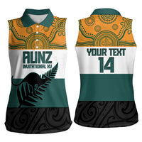 AUNZ Rugby Custom Women Sleeveless Polo Shirt Australia Kangaroo New Zealand Silver Fern LT14 - Polynesian Pride