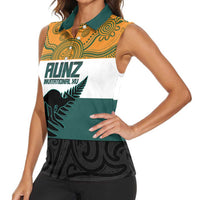 AUNZ Rugby Custom Women Sleeveless Polo Shirt Australia Kangaroo New Zealand Silver Fern LT14 - Polynesian Pride
