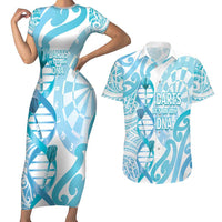 Personalised New Zealand Darts Couples Matching Short Sleeve Bodycon Dress and Hawaiian Shirt Aotearoa Maori Its In My DNA White LT14 White - Polynesian Pride