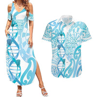 Personalised New Zealand Darts Couples Matching Summer Maxi Dress and Hawaiian Shirt Aotearoa Maori Its In My DNA White LT14 White - Polynesian Pride