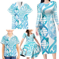 Personalised New Zealand Darts Family Matching Long Sleeve Bodycon Dress and Hawaiian Shirt Aotearoa Maori Its In My DNA White LT14 - Polynesian Pride