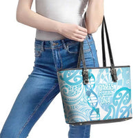 New Zealand Darts Leather Tote Bag Aotearoa Maori Its In My DNA White - Polynesian Pride