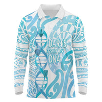 Personalised New Zealand Darts Long Sleeve Polo Shirt Aotearoa Maori Its In My DNA White LT14 White - Polynesian Pride
