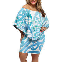 Personalised New Zealand Darts Off Shoulder Short Dress Aotearoa Maori Its In My DNA White LT14 Women White - Polynesian Pride