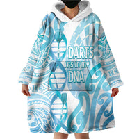 Personalised New Zealand Darts Wearable Blanket Hoodie Aotearoa Maori Its In My DNA White LT14 - Polynesian Pride
