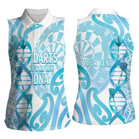 Personalised New Zealand Darts Women Sleeveless Polo Shirt Aotearoa Maori Its In My DNA White LT14 - Polynesian Pride