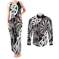 Personalised New Zealand Darts Couples Matching Tank Maxi Dress and Long Sleeve Button Shirt Aotearoa Maori Its In My DNA Black LT14 Black - Polynesian Pride