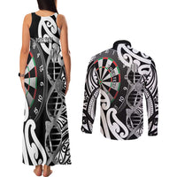 Personalised New Zealand Darts Couples Matching Tank Maxi Dress and Long Sleeve Button Shirt Aotearoa Maori Its In My DNA Black LT14 - Polynesian Pride
