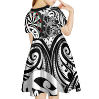 Personalised New Zealand Darts Kid Short Sleeve Dress Aotearoa Maori Its In My DNA Black LT14 - Polynesian Pride