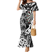 Personalised New Zealand Darts Mermaid Dress Aotearoa Maori Its In My DNA Black LT14 Women Black - Polynesian Pride